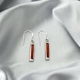 thumbnail image 2 of Simplicity Dangle Bar Synthetic Red Coral Sterling Silver Earrings, 2 of 6