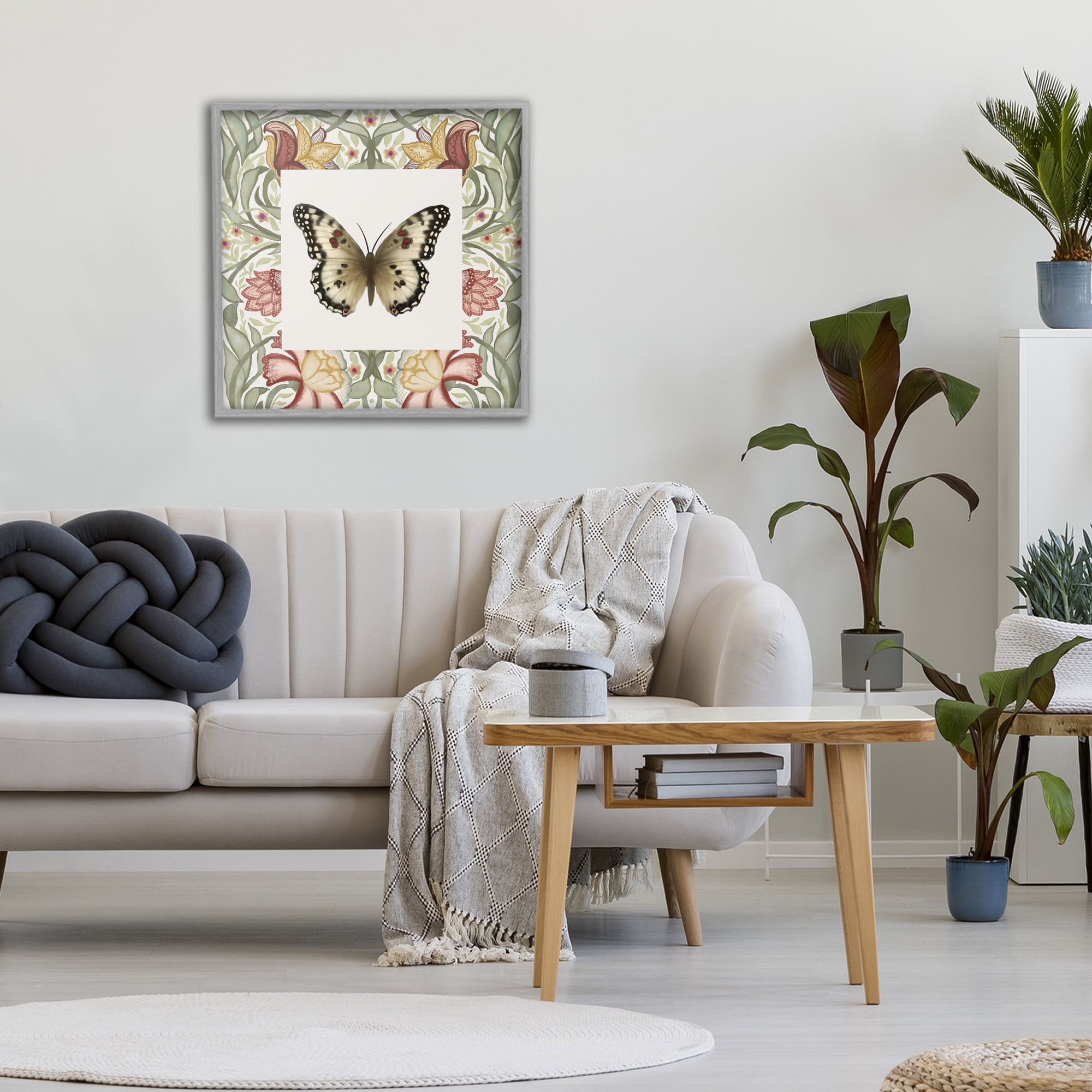 Stupell Industries Warm Toned Baroque Butterfly Gray Framed Giclee Art, design by Elizabeth Medley