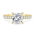 thumbnail image 2 of 2.00Ct Princess Cut Moissanite Solitaire Engagement Ring, Wrap Hidden Halo & Pavé, 14K Yellow Gold, 2 of 7