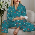 thumbnail image 6 of Yiaed Funny Cat Blue Print Pajamas Women's Long Sleeve Sleepwear Soft Button Down Loungewear Pjs Lounge Set Nightwear Womens Pajama Pants-Medium, 6 of 7