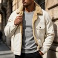 thumbnail image 4 of Ceisia Mens Lapel Corduroy Sherpa Lined Button Front Warm Winter Jacket Coat Beige XXXL Gift, 4 of 7