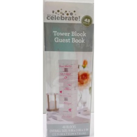 Way to Celebrate Tower Stacking Block Brown Guest Book  48 Blocks Stacking Games