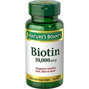 Nature's Bounty Biotin Supplement, Supports Healthy Hair, Skin, and Nails, 10000mcg, 120 Softgels