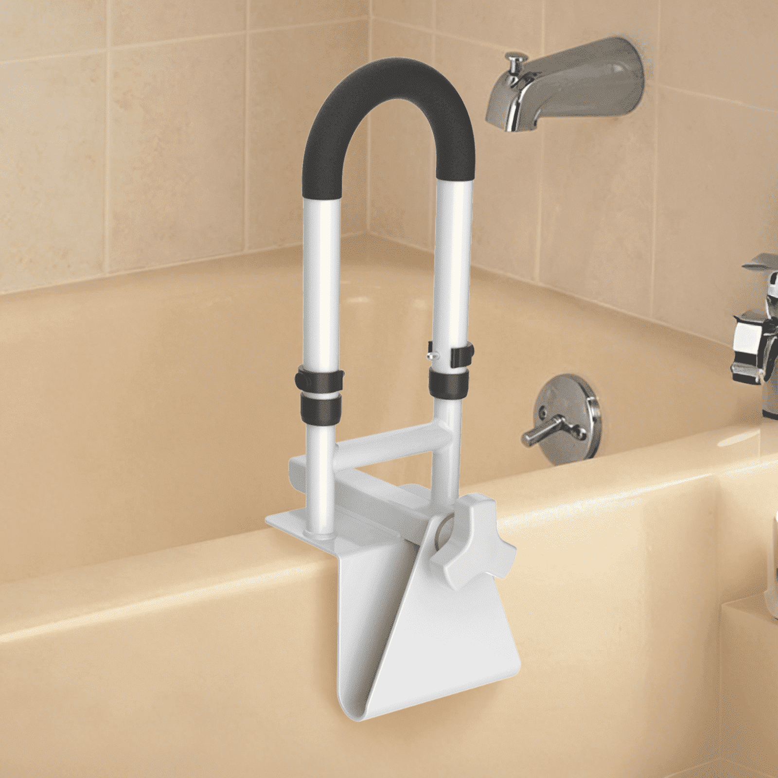 Adjustable Bathtub Safety Rail - Heavy Duty Anti-Slip Shower Grab Bars for Elderly, Fits 3" to 6.5" Tub Walls, Supports up to 300lbs