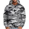 thumbnail image 2 of Awdenio Mens Sweatshirts Fashion Drawstring Camouflage Print Loose Pullover Printed Pocket Long-sleeved Top Hoodie Winter Fall Outfits, 2 of 5