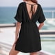 thumbnail image 3 of 2025 Vestido cubrebikini de gasa para mujer: manga corta, cuello en V, botones ajustables, cintura con cordón, 3 of 6