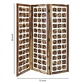 thumbnail image 2 of Benzara  Wooden 3 Panel Room Divider with Interconnected Square Blocks, Brown, 2 of 5