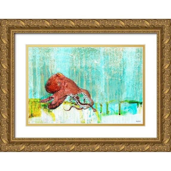 Baran, John 18x13 Gold Ornate Wood Framed with Double Matting Museum Art Print Titled - He’s on the Run