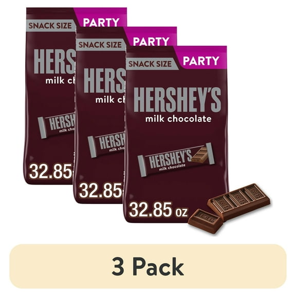 (3 pack) Hershey's Milk Chocolate Snack Size Candy, Party Pack 32.85 oz