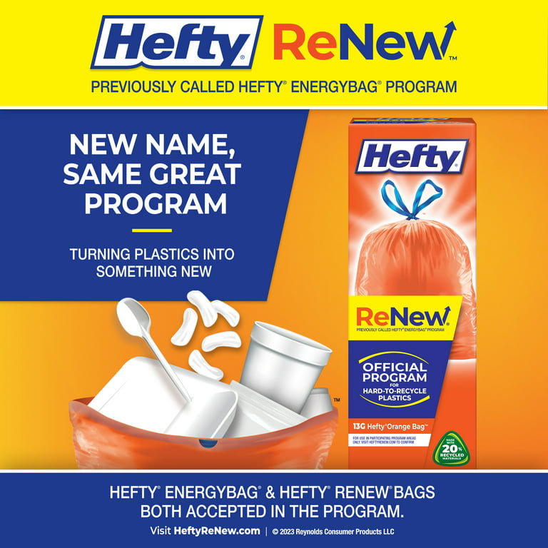Hefty ReNew Orange Drawstring Trash Bag - 13 Gallon - 20ct - Formerly Hefty  EnergyBag