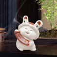 thumbnail image 3 of Figurine Sculpture,Chinese Animal Rabbit Figurine Sculpture Ornament,Indoor Room Decor Birthday Miniature Bunny Statue,New Year Gift Sculpture Decoration Desk Display,Office Desk Farmhouse, 3 of 8