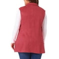 thumbnail image 4 of Agnes Orinda Women's Plus Size Vest Jacket Notch Lapel Casual Utility Sleeveless Suede Jacket 3X Red, 4 of 7