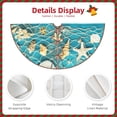 thumbnail image 3 of Xecao Seashells And Fishing Net On Blue Wooden Table Pattern Christmas Tree Skirt Round Xmas Tree Mat Base Cover for Holiday Home Decorations-30", 3 of 6