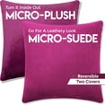 thumbnail image 3 of 24" x 24" Cover Only Throw Pillowcase Reversible - Sliding Raspberry: 2 PCS / 4 Sided. Luxurious, Microsuede/Microplush Fabric - Softest / High Thread Count - Washable, Outstanding Beauty & Comfy, 3 of 9