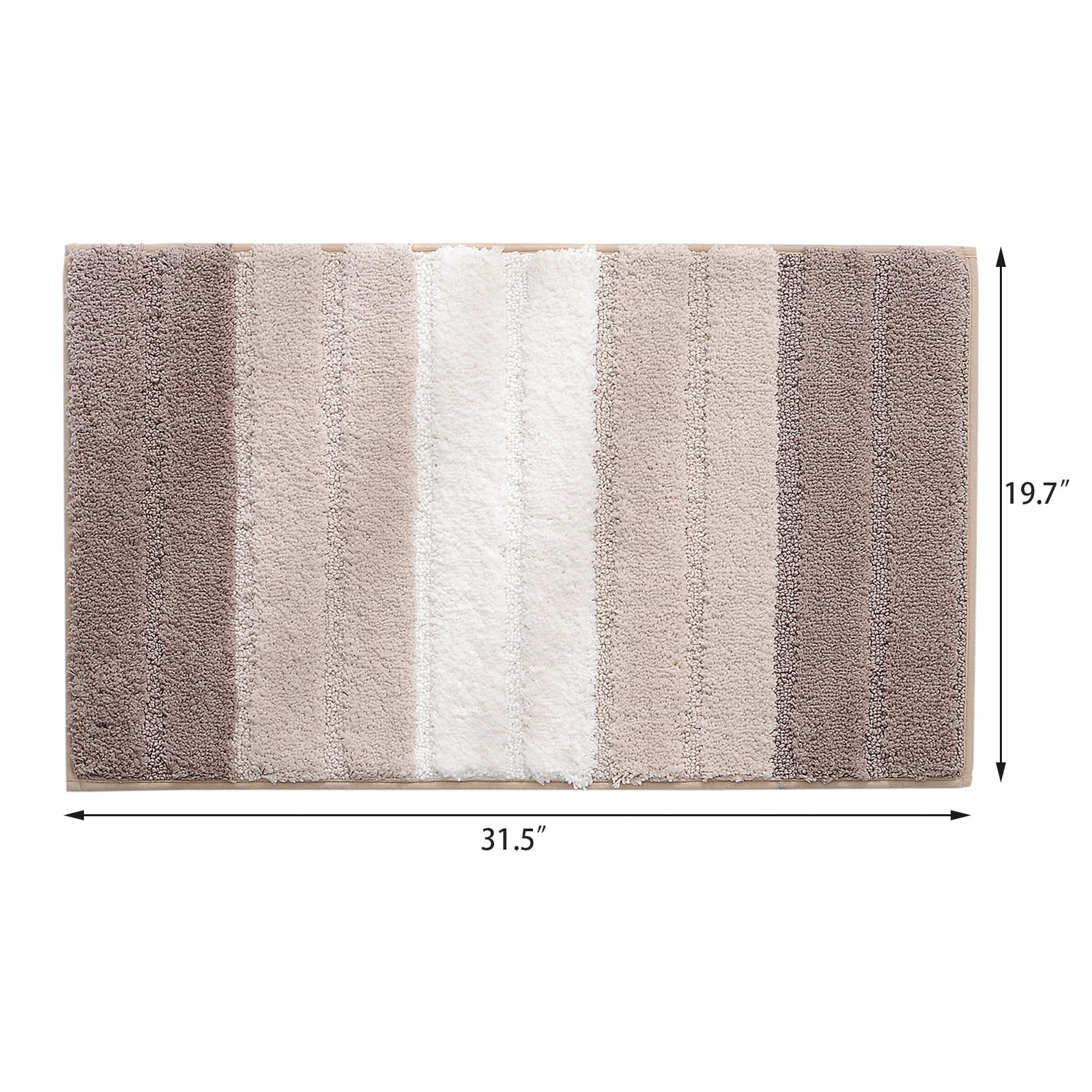 Striped Bathroom Rug Gradient Bath Mat Non-Slip Door Mats Soft Shaggy Thick Bath Rugs Absorbent machine washable Floor Mats for Bath Room, Toilet, Bedroom, Kitchen，20''x 32''，Brown