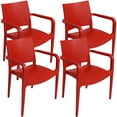 thumbnail image 1 of Sunnydaze Plastic All-Weather Commercial-Grade Landon Outdoor Patio Dining Arm Chair, Red, 4pk, 1 of 8
