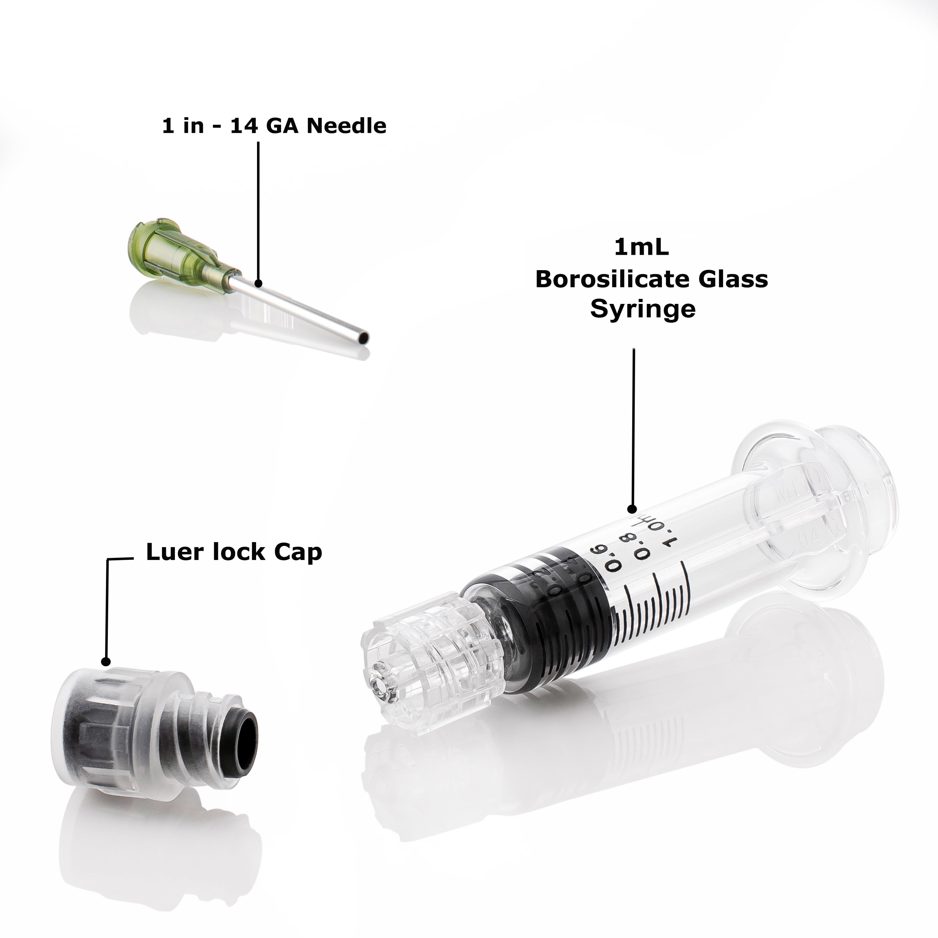  MyMed 10 Pack Borosilicate Glass Luer Lock Syringe 1ml