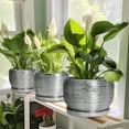 thumbnail image 4 of Ordivic 6 inch Silver Textured Ceramic Planter with Saucer, Indoor Plant Pot with Drainage Hole for Snake Plant, Succulents & Pothos, 4 of 6