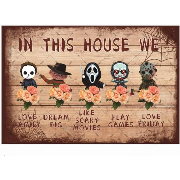 EMOHAT Halloween Signs - Horror Movie Tin Metal Signs Wall Decor 12x8 Inches