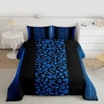 thumbnail image 2 of Homewish Navy Leopard Print Bedding Comforter Set for Female, Chic Stripe Abstract Twin Comforter Sets, Modern Fashion Art Reversible Bedding Set, Lightweight Room Decor, 2pcs, 2 of 8