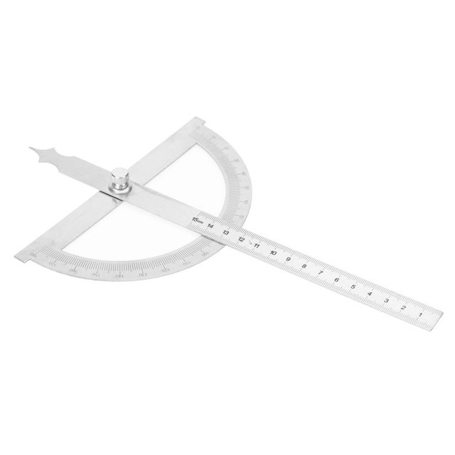 Noref Stainless Steel Angle Finder, Protractor Ruler, 0-180 Degree Stainless Steel Protractor Goniometer Angle Finder Gauge 15cm Ruler