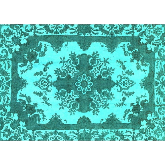 Ahgly Company Indoor Rectangle Persian Turquoise Blue Bohemian Area Rugs, 5' x 7'