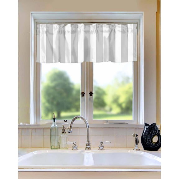 Curtain Valance for Windows Grey Stripes White Striped Kitchen Valances Rod Pocket Short Curtains,Modern Geometric Art Window Treatment Panel for Living Room Bathroom Bedroom 54x18in