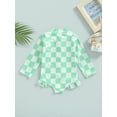 thumbnail image 4 of Blotona Toddler Baby Girls Checkerboard Swimwear Beachwear Ruffles Long Sleeve One Piece Zipper Rash Guard Swimsuit Bathing Suit, 4 of 8