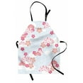thumbnail image 1 of Japanese Apron Squama Pattern with Cherry Blossom Land of the Rising Sun Pattern, Unisex Kitchen Bib Apron with Adjustable Neck for Cooking Baking Gardening, Peach Dark Coral Pale Blue, by Ambesonne, 1 of 3