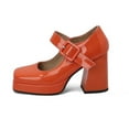 thumbnail image 6 of Mary Jane Shoes Women,Elegant High Heels Retro Square Toe Dressy Stylish Mary Jane Shoes for Stylish Occasions, Mary Janes,01 Orange,6, 6 of 6