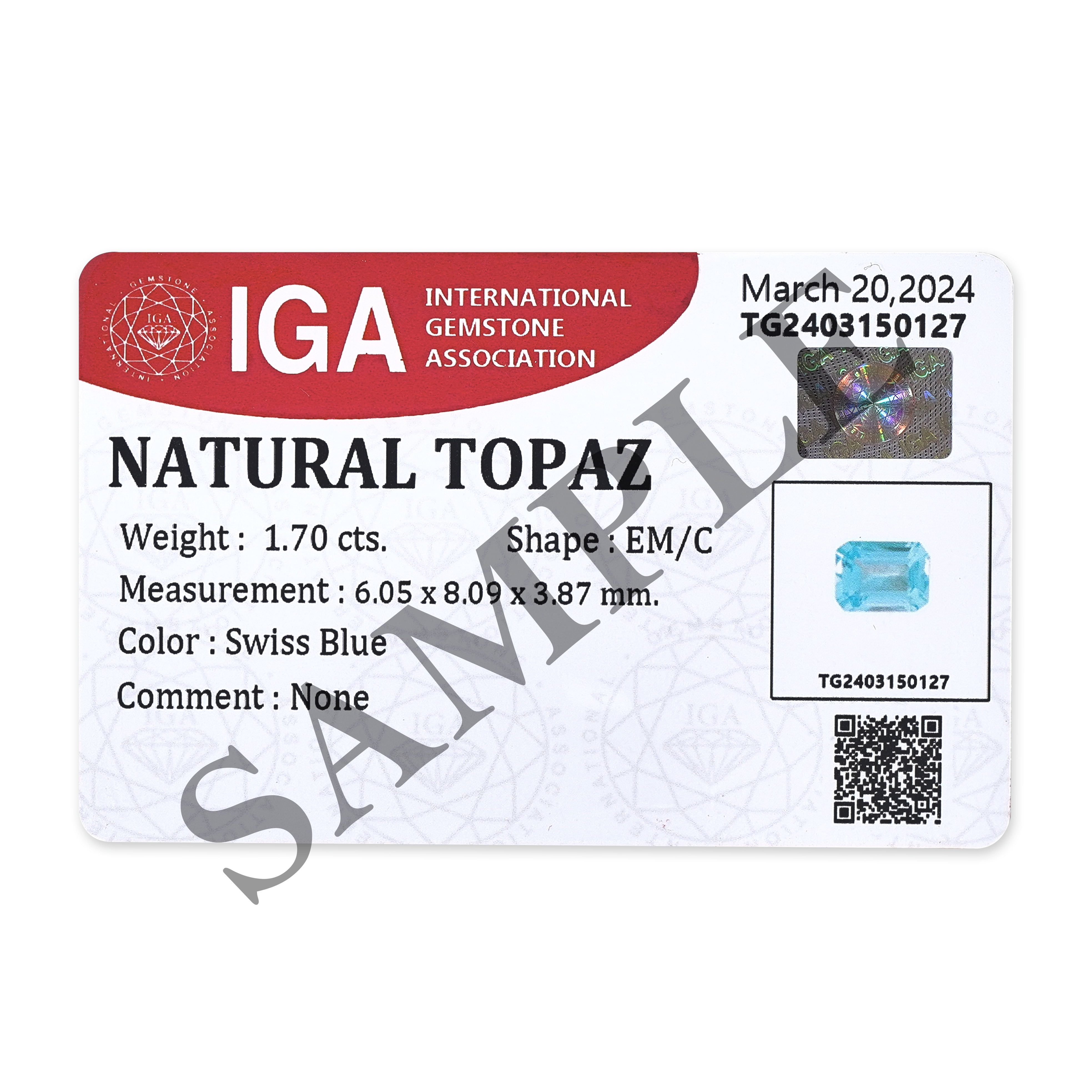 Certified Real 2.75 Carat Swiss Blue Topaz Emerald Shape Step Cut 9x7 mm Loose Gemstone December Birthstone