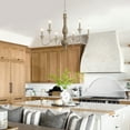 thumbnail image 5 of LNC 6-Light French Country Distressed Off-White Handmade Wood and Metal Candle Shape Chandelier, 5 of 14