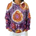 thumbnail image 2 of thefmos Women's Hooded Drawstring Tie Dye Sweatshirt with Kangaroo Pocket Casual Long Sleeve Pullover Fashion Fall Winter Outfit, Purple XL, 2 of 7