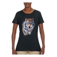 thumbnail image 2 of Wolf Oil Painting Animal Lover Womens Graphic T-Shirt, Black, Small, 2 of 3