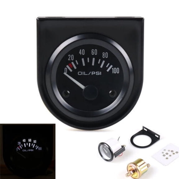 2'' 52mm LED Pointer 0~100 PSI Oil Pressure Gauge Fuel Press Meter with Sensor