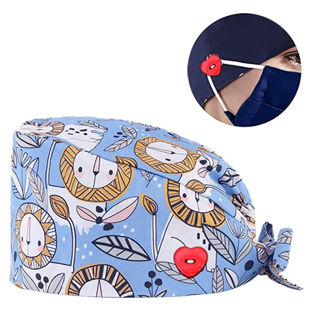 Under $10 Baseball Caps Blue Fashion Printed Button Work Hat Casual Unisex Scrub Cap