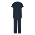 thumbnail image 5 of Summer Hot Saving! ITSUN Women's Outfits Leisure Suit Short Sleeve Round Neck Solid Trousers Casual Two-Piece Suit Blue 5XL, 5 of 5