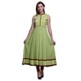 thumbnail image 1 of Bimba Robe Anarkali Aquarelle Vert Pâle Col Mandarin Sans Manches Kurtis pour Femmes Imprimé Robe Maxi Grande, 1 of 6