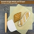 thumbnail image 2 of 13-Inch Danish Dough Whisk and Scraper, Wooden Danish Whisks for Dough with 18/8 Stainless Steel Dough Hook, Sturdiness Dutch Bread Whisk for Sourdough, Pizza, Pastry, Cake Batter, 2 of 6