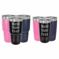 thumbnail image 2 of PrecisionNC Sister Gifts Best Sister Ever Engraved Stainless Steel Travel Mug Tumbler with Lid 20 ounce Pink, 2 of 2