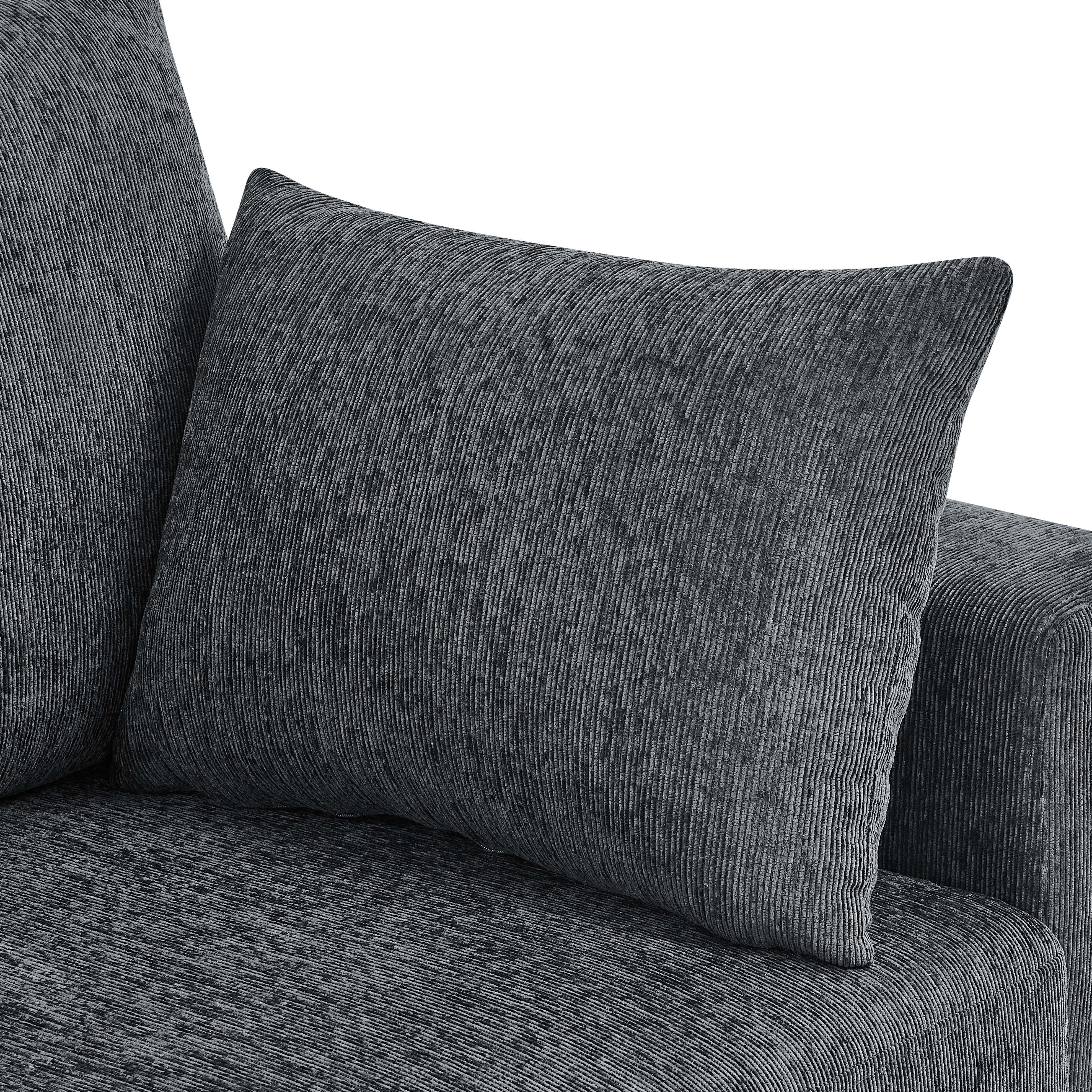 AENKYO 78" Modern Upholstered Sectional Sofa, Loveseat Couch with Deep Cushions and Pillows for Living Room，Black