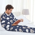 thumbnail image 4 of Mens Pajamas Set, White Cloud Star Koala Button Down Long Sleeve Loungewear Sleepwear Pjs sets for Men, 4 of 5