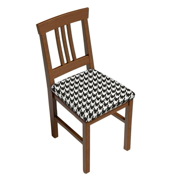 Fuzoiu Houndstooth Black And White Print Square Cushion Cover,Couch Cushion Covers, Stretch Seat Slipcover for Dining Chairs, Banquets, and Home Decor-Two Pieces