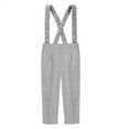 thumbnail image 4 of Boys Suspenders Suit Pants, Solid Color Straight Leg Dress Pants with Elastic Straps, Kids Formal Trousers for School, Wedding and Special Occasions Grey 140, 4 of 4