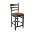 thumbnail image 5 of 5 Piece Round Wood Counter Height Dining Set in Hickory/Washed Coal, 5 of 6