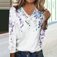 thumbnail image 7 of Craaazy Women's Fashion Printed Fall Gifts Tunics Long Sleeve Tops V Neck Shirts Loose Casual Blouses with Decor Button, 7 of 7