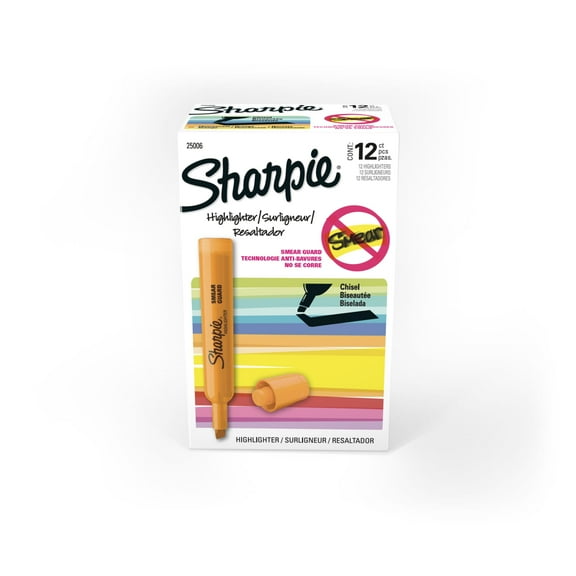Sharpie Accent Tank Style Highlighter, Chisel Tip, Fluorescent Orange, 12 Count