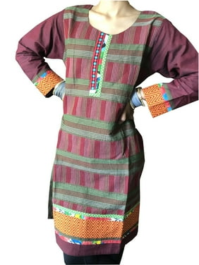 Mogul Women Long Tunic Dress Multicolor Embroidered Ethnic MIdi Kurti M