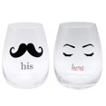 thumbnail image 1 of His and Hers Stemless Wine Glass Set, 1 of 3