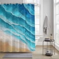 thumbnail image 4 of Ocean Waves Shower Curtains for Bathroom, Abstract Gradient Orange Teal Waves Beach Washable Fabric Shower Curtain with Hooks Waterproof Bathroom Decor Sets, 54 x 78 Inches, 4 of 9